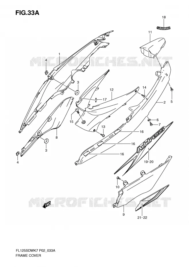 CARENAGES (MODEL K9) Suzuki SCOOTER 125 FL 2009  FL125SDWK9(P2)