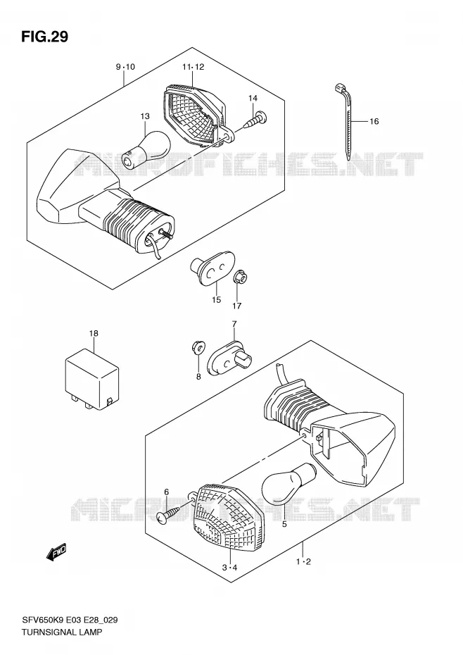CLIGNOTANTS Suzuki MOTO 650 GLADIUS 2010  SFV650L0(E3/E28)