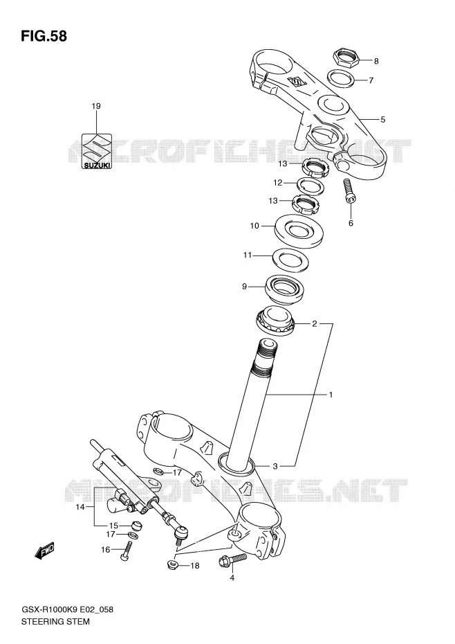 COLONNE DE DIRECTION Suzuki MOTO 1000 GSX-R 2009  GSX-R1000K9(E2)