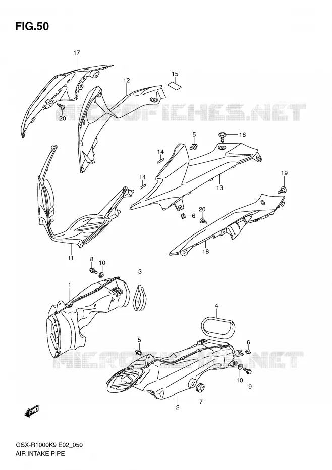 CONDUIT D'ADMISSION (MODEL K9) Suzuki MOTO 1000 GSX-R 2010  GSX-R1000UFL0(E2)