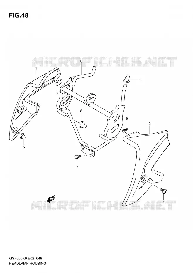 COUVERCLE DE PHARE (WITHOUT COWLING) Suzuki MOTO 650 BANDIT 2010  GSF650L0(E2)