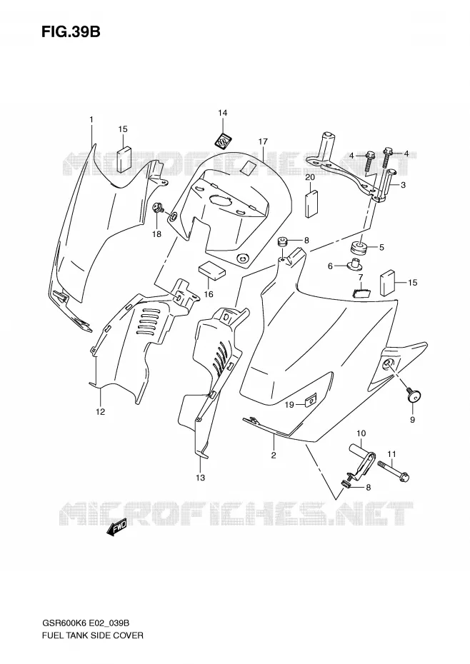 COUVRE RESERVOIR (MODEL K9) Suzuki MOTO 600 GSR 2010  GSR600UAL0(E2)