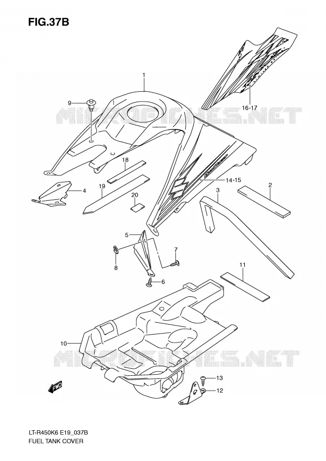 COUVRE RESERVOIR (MODEL K9) Suzuki QUAD 450 QUADRACER 2010  LT-R450L0(E19)