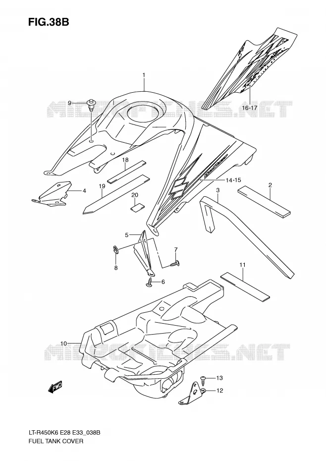 COUVRE RESERVOIR (MODEL K9) Suzuki QUAD 450 QUADRACER 2010  LT-R450ZL0(E28/E33)