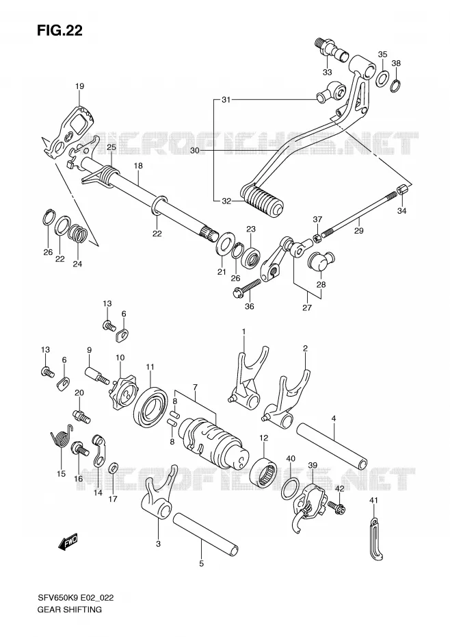 ENSEMBLE DE SELECTION DE VITESSES Suzuki MOTO 650 GLADIUS 2010  SFV650L0(E2)