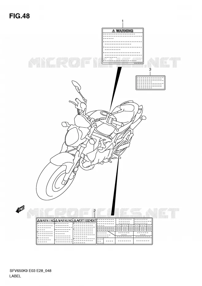 ETIQUETTE Suzuki MOTO 650 GLADIUS 2010  SFV650AL0(E3/E28)