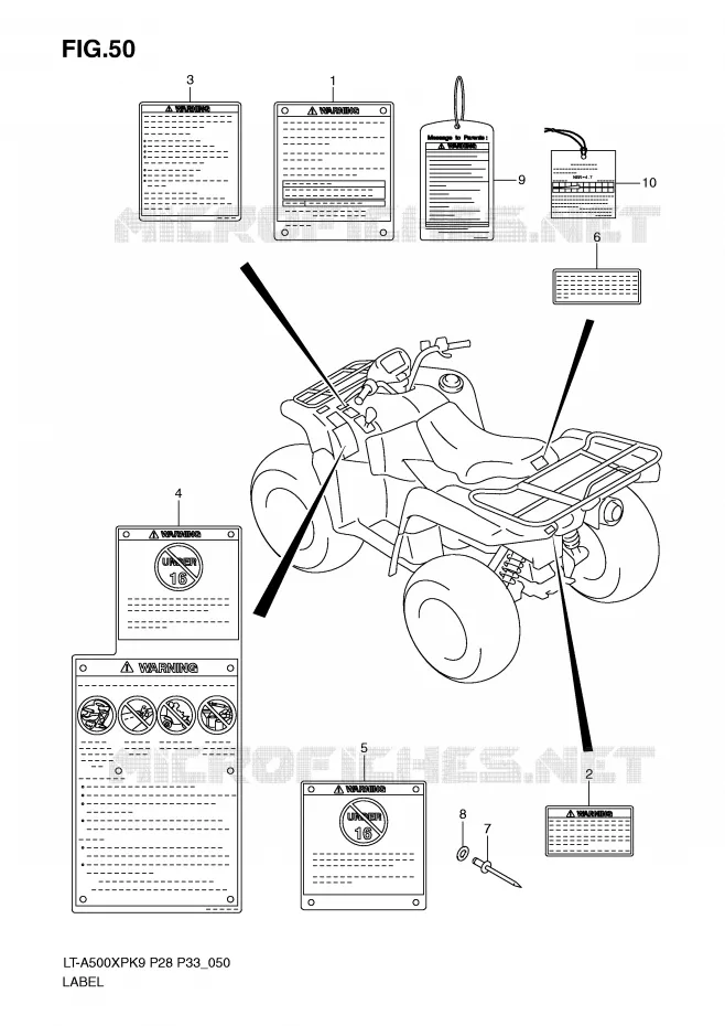ETIQUETTE Suzuki QUAD 500 VINSON 2009  LT-A500XPK9(P28/P33)