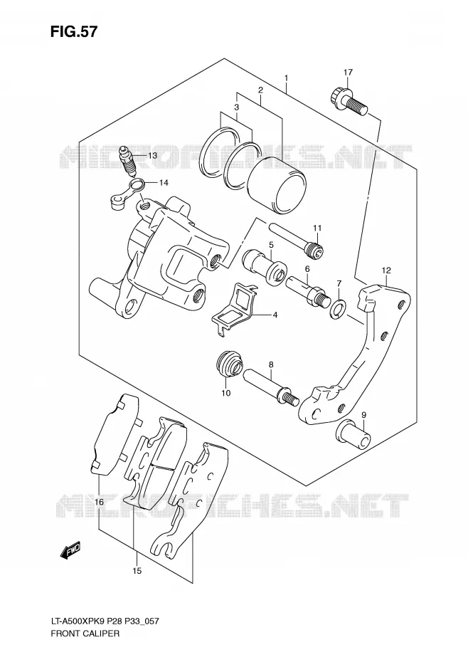 ETRIER DE FREIN AVANT Suzuki QUAD 500 KINGQUAD 2009  LT-A500XPK9(P28/P33)