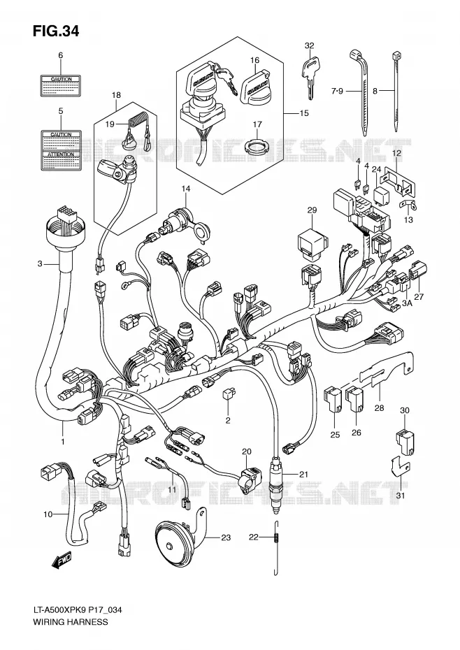 FAISCEAU ELECTRIQUE Suzuki QUAD 500 VINSON 2009  LT-A500XPZK9(P17)