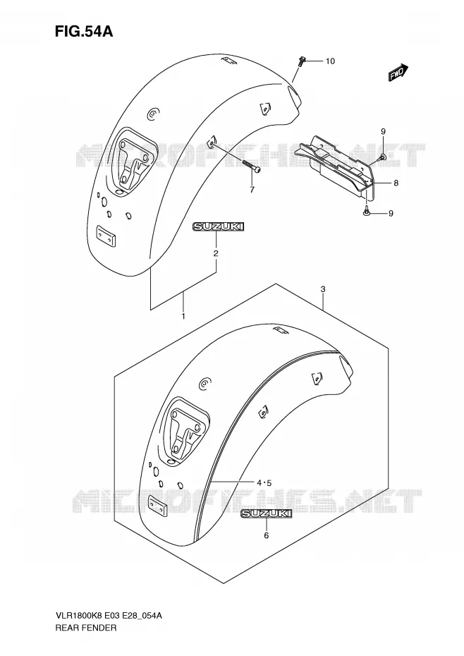 GARDE BOUE ARRIERE (MODEL K9) Suzuki MOTO 1800 INTRUDER 2009  VLR1800K9(E3/E28)