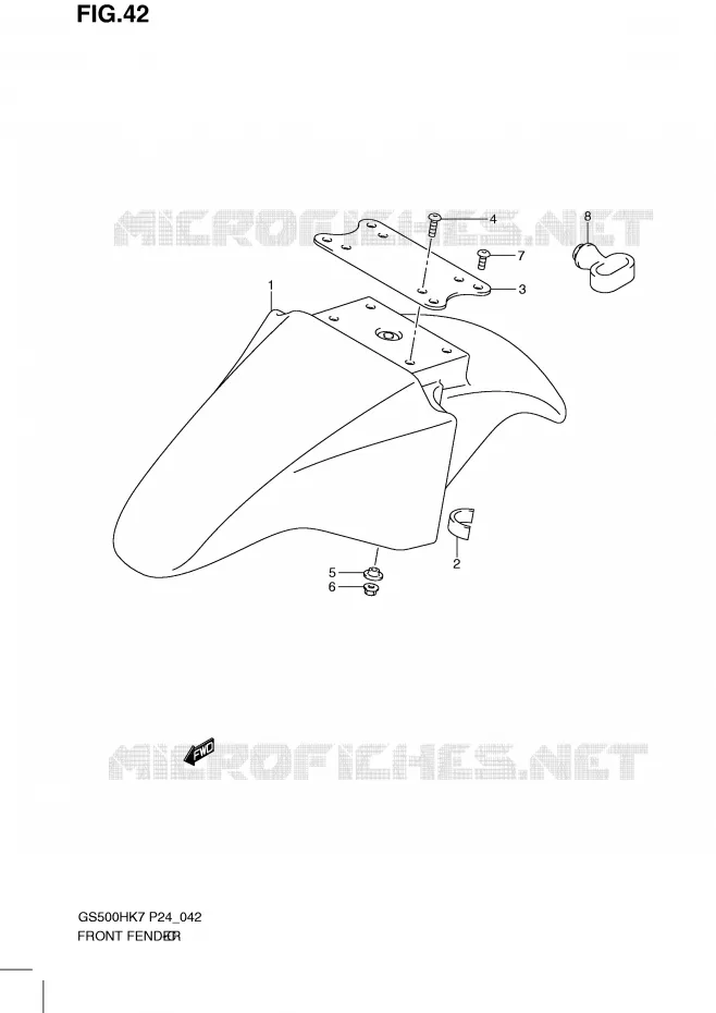 GARDE BOUE AVANT  (MODEL K7/K8/K9) Suzuki MOTO 500 GS-E 2010  GS500HL0(P24)