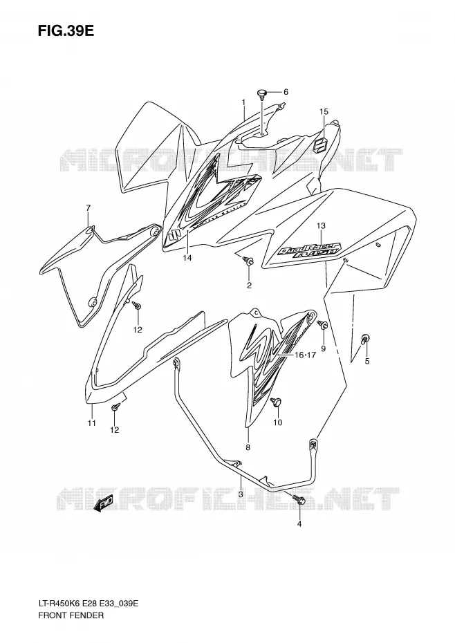 GARDE BOUE AVANT (LT-R450ZK9) Suzuki QUAD 450 QUADRACER 2007  LT-R450K7(E28/E33)