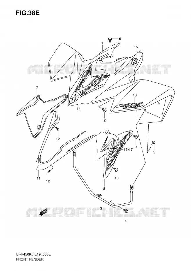 GARDE BOUE AVANT (LT-R450ZK9) Suzuki QUAD 450 QUADRACER 2009  LT-R450ZK9(E19)