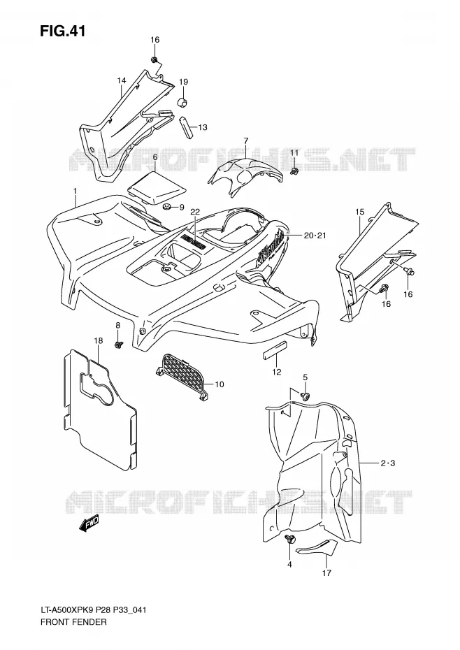 GARDE BOUE AVANT (MODEL K9) Suzuki QUAD 500 KINGQUAD 2009  LT-A500XPK9(P28/P33)