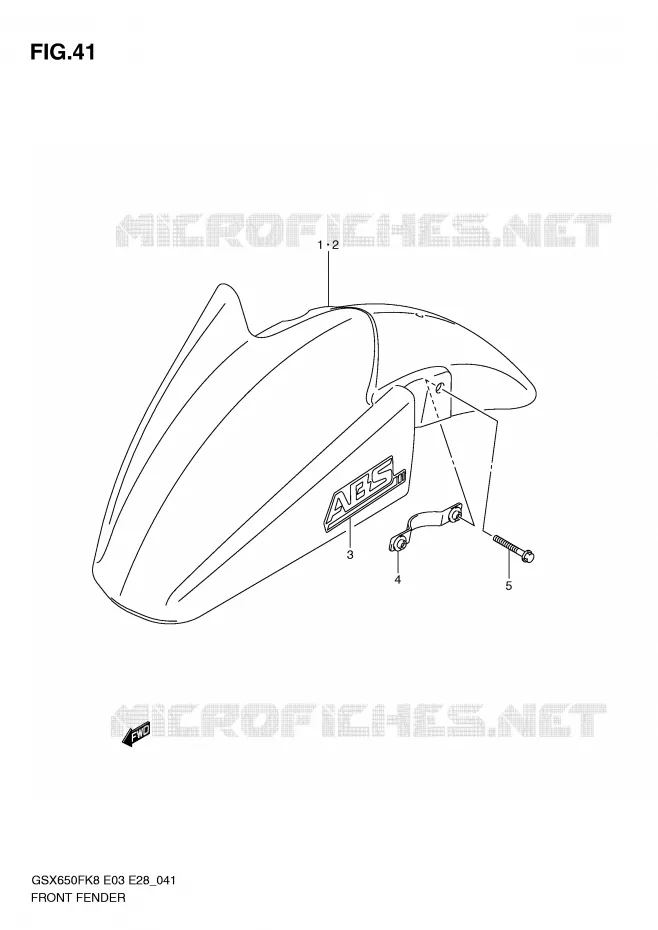 GARDE BOUE AVANT Suzuki MOTO 650 GSX-F 2010  GSX650FL0(E3/E28)