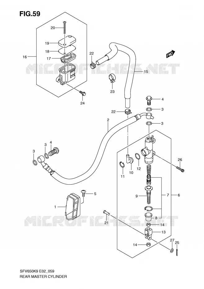 MAITRE CYLINDRE DE FREIN ARRIERE (SFV650K9/UK9/L0/UL0) Suzuki MOTO 650 GLADIUS 2010  SFV650UL0(E2)