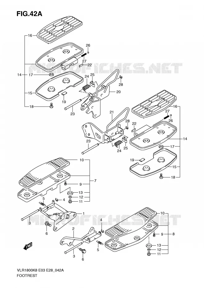 REPOSE PIEDS (VLR1800TK9/TL0) Suzuki MOTO 1800 INTRUDER 2008  VLR1800K8(E3/E28)