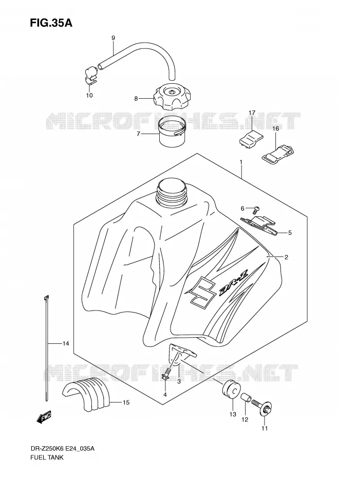 RESERVOIR D'ESSENCE (MODEL K7) Suzuki MOTO 250 DR-Z 2007  DR-Z250K7(E24)