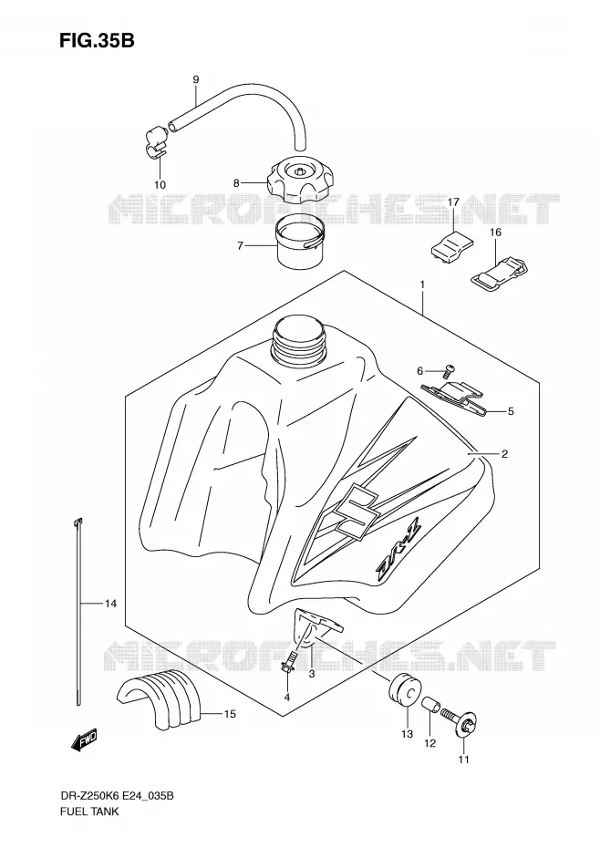 RESERVOIR D'ESSENCE (MODEL K9) Suzuki MOTO 250 DR-Z 2007  DR-Z250K7(E24)
