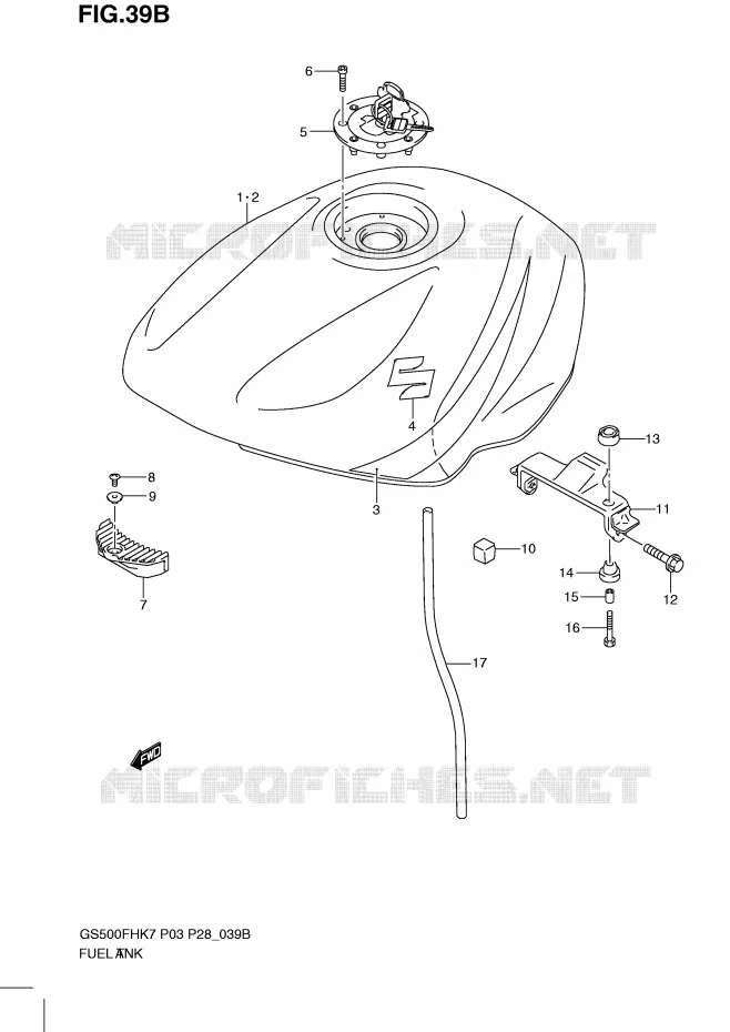RESERVOIR D'ESSENCE (MODEL K9) Suzuki MOTO 500 GS-E 2009  GS500HK9(P3)
