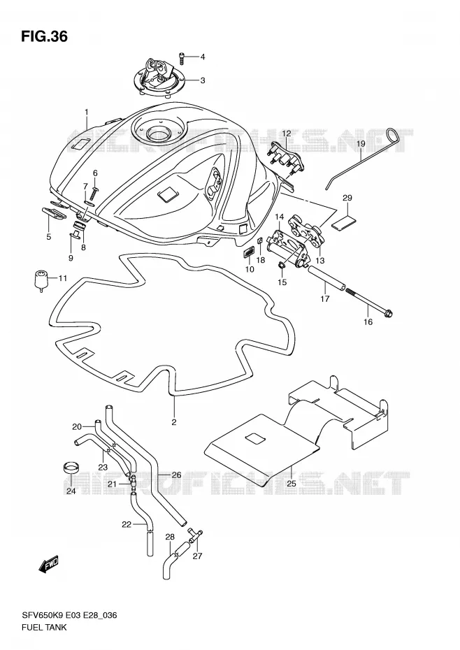 RESERVOIR D'ESSENCE (MODEL K9) Suzuki MOTO 650 GLADIUS 2009  SFV650K9(E3/E28)