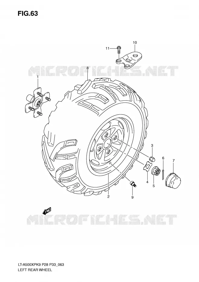ROUE ARRIERE GAUCHE Suzuki QUAD 500 KINGQUAD 2010  LT-A500XPZL0(P28/P33)