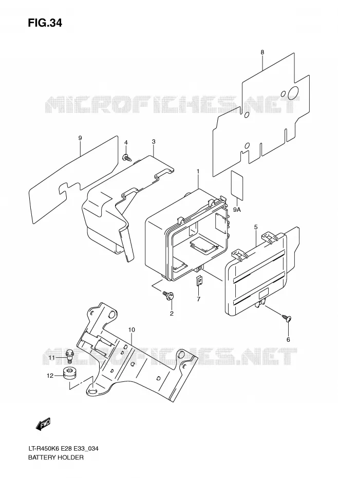 SUPPORT BATTERIE Suzuki QUAD 450 QUADRACER 2006  LT-R450K6(E28/E33)