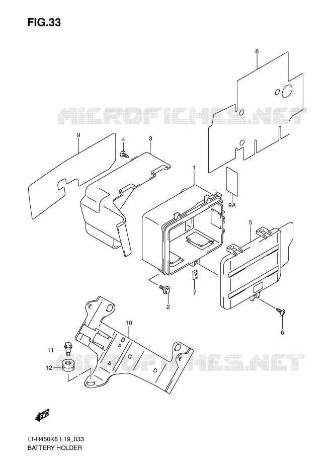 SUPPORT BATTERIE Suzuki QUAD 450 QUADRACER 2010  LT-R450ZL0(E19)