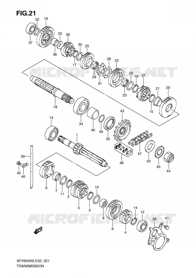 TRANSMISSION Suzuki MOTO 650 GLADIUS 2010  SFV650L0(E2)
