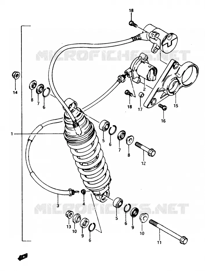 AMORTISSEUR ARRIERE Suzuki MOTO 1100 GSX-E 1985  GSX1100EEF(E/F/G)