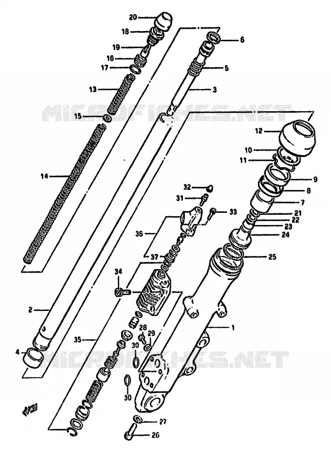AMORTISSEUR AVANT DROIT (MODELE Z) Suzuki MOTO 550 GS 1981  GS550MX(X/Z)