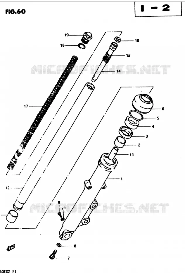 AMORTISSEUR AVANT DROIT Suzuki MOTO 450 GS-S 1982  GS450SZ(2/Z/D)