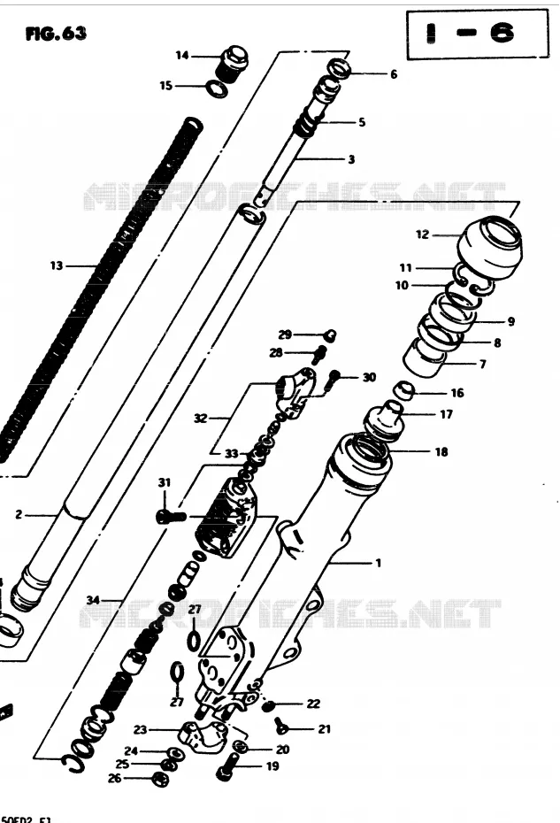 AMORTISSEUR AVANT GAUCHE (E34) Suzuki MOTO 450 GS 1982  GS4502(2/Z/D)