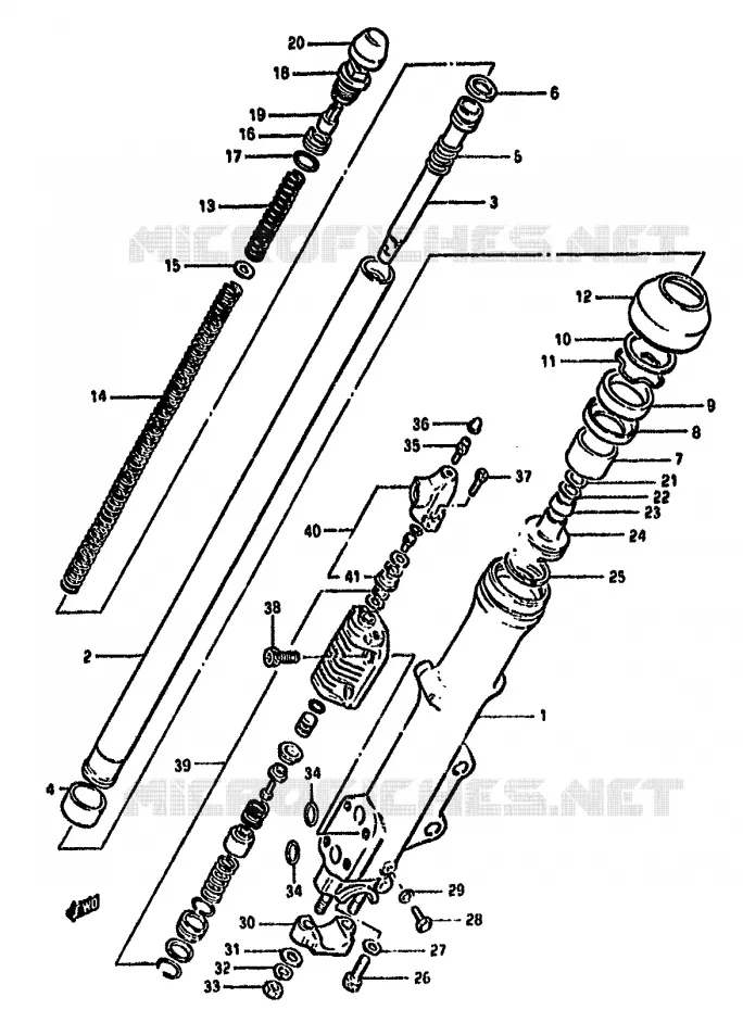 AMORTISSEUR AVANT GAUCHE (MODELE Z) Suzuki MOTO 550 GS 1981  GS550MX(X/Z)