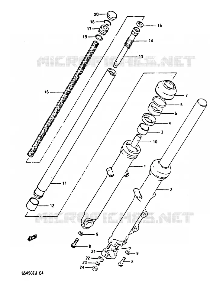 AMORTISSEUR AVANT (MODELE J) Suzuki MOTO 450 GS-S 1985  GS450SF(E/F/G/H/J)