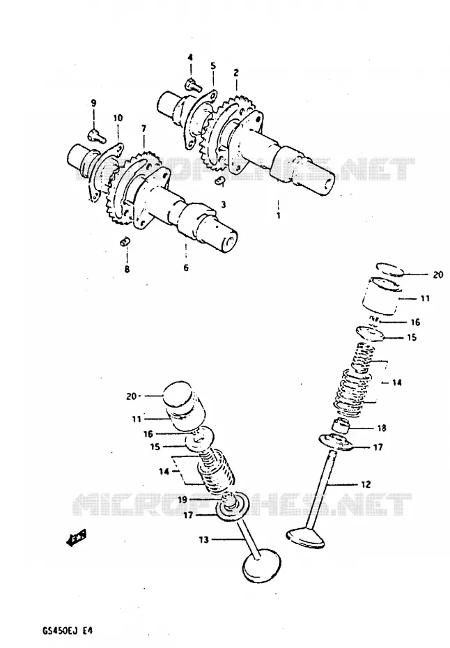 ARBRE A CAMES - SOUPAPES Suzuki MOTO 450 GS-E 1988  GS450EJ(E/F/G/H/J)