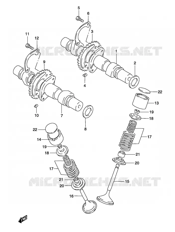 ARBRE A CAMES - SOUPAPES Suzuki MOTO 500 GS-F 2004  GS500FUK4(P19)