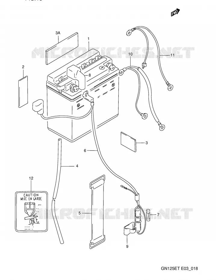 BATTERIE Suzuki MOTO 125 GN 1991  GN125EM(E3)