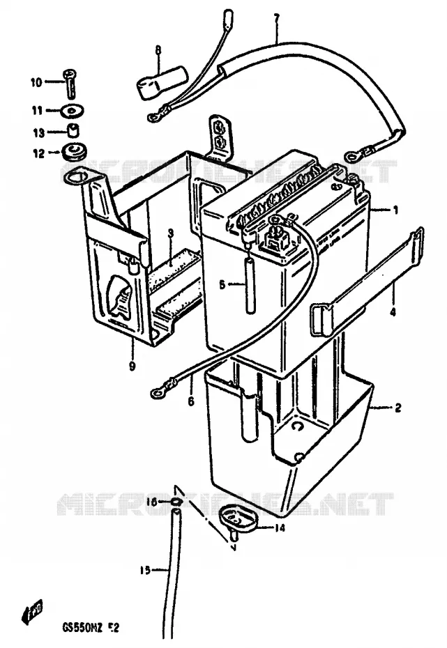 BATTERIE Suzuki MOTO 550 GS 1981  GS550MX(X/Z)