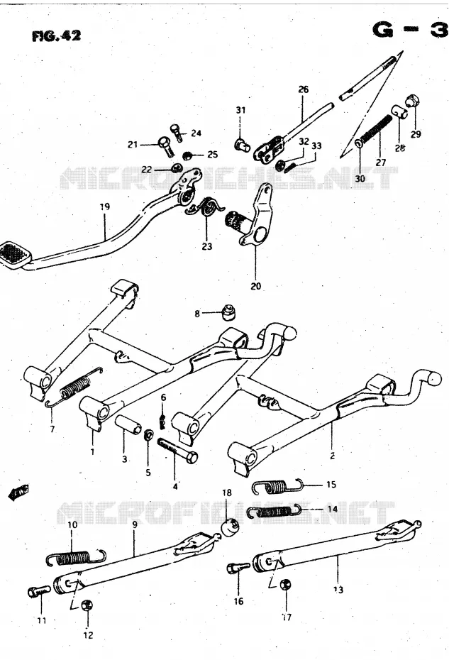 BEQUILLE - PEDALE DE FREIN ARRIERE Suzuki MOTO 450 GS-L 1996  GS450LT(E2)