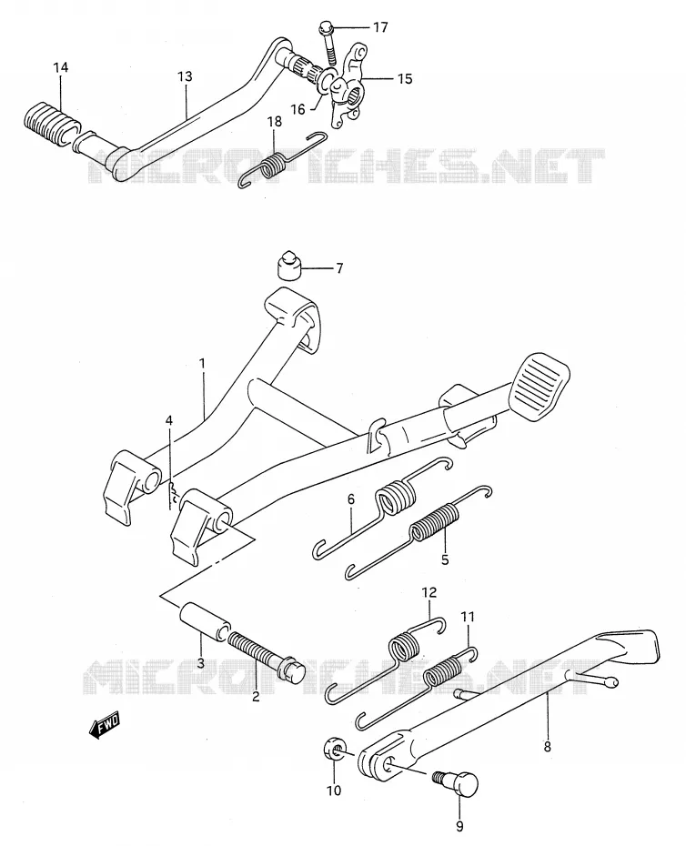 BEQUILLE - PEDALE DE FREIN ARRIERE Suzuki MOTO 500 GS-E 1992  GS500EN(E28)