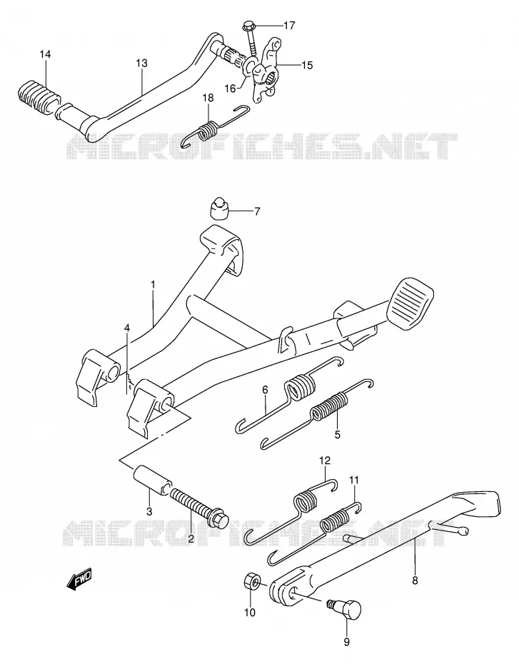 BEQUILLE - PEDALE DE FREIN ARRIERE Suzuki MOTO 500 GS-E 1995  GS500EUS(E2)