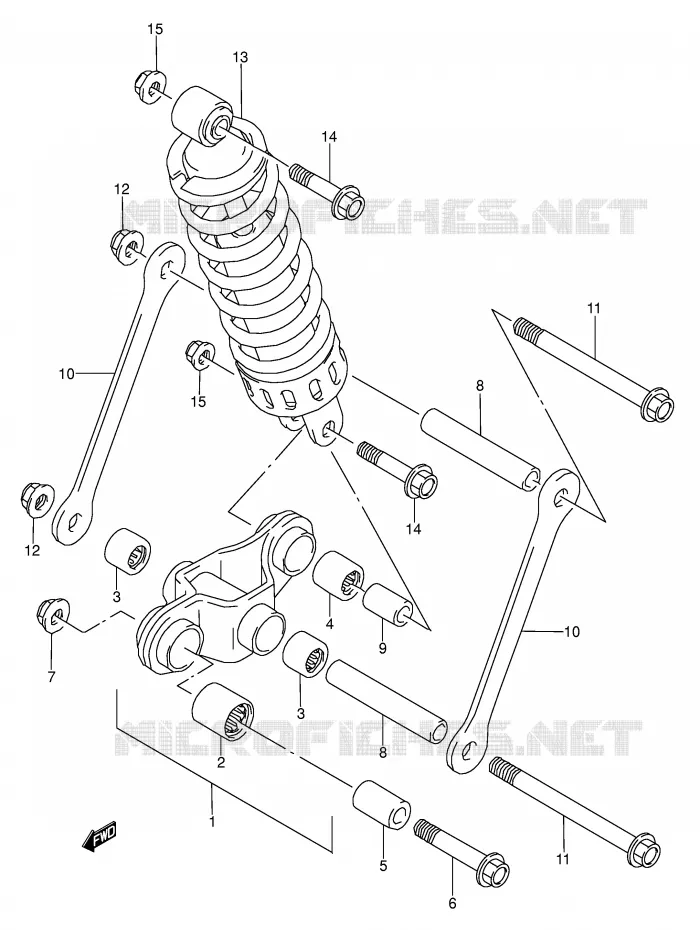 BIELLETTE D'AMORTISSEUR (MODELE M/N/P/R/S/T) Suzuki MOTO 500 GS-E 1990  GS500EL(E2)