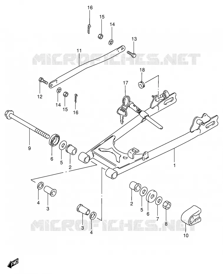 BRAS OSCILLANT ARRIERE (E15,E17) Suzuki MOTO 125 GS 1991  GS125ESM(E1)