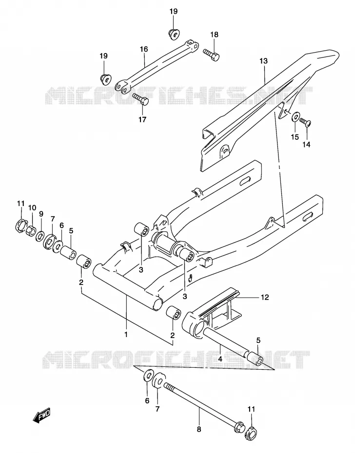 BRAS OSCILLANT ARRIERE (MODELE K3) Suzuki MOTO 500 GS-E 2004  GS500K4(P19)