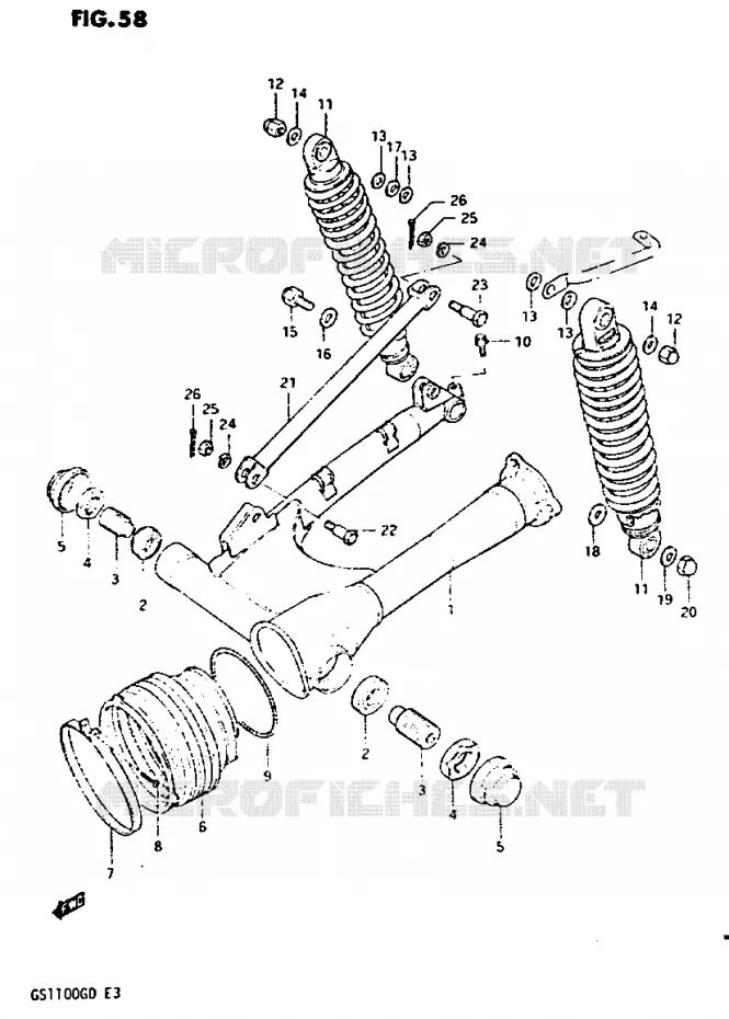BRAS OSCILLANT ARRIERE (MODELE Z) Suzuki MOTO 1100 GS-G 1982  GS1100GZ(Z/D)