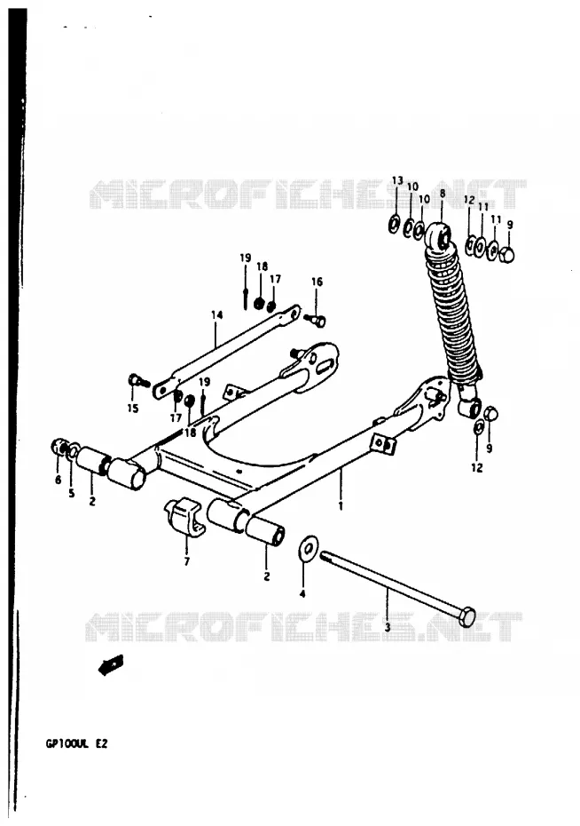 BRAS OSCILLANT ARRIERE Suzuki MOTO 100 GP 1990  GP100UL(X/D/L)