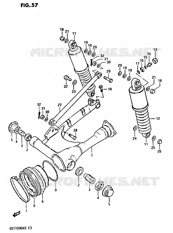 BRAS OSCILLANT ARRIERE Suzuki MOTO 1100 GS-G 1983  GS1100GKD(Z/2/D)