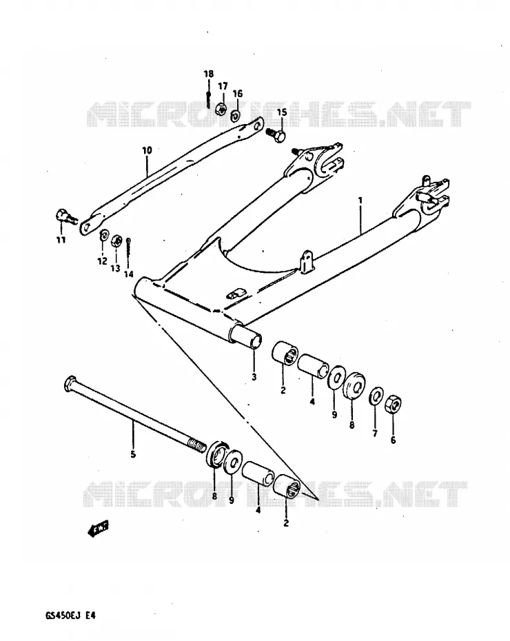 BRAS OSCILLANT ARRIERE Suzuki MOTO 450 GS-E 1986  GS450EG(E/F/G/H/J)