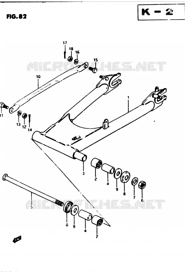 BRAS OSCILLANT ARRIERE Suzuki MOTO 450 GS-S 1982  GS450SZ(2/Z/D)
